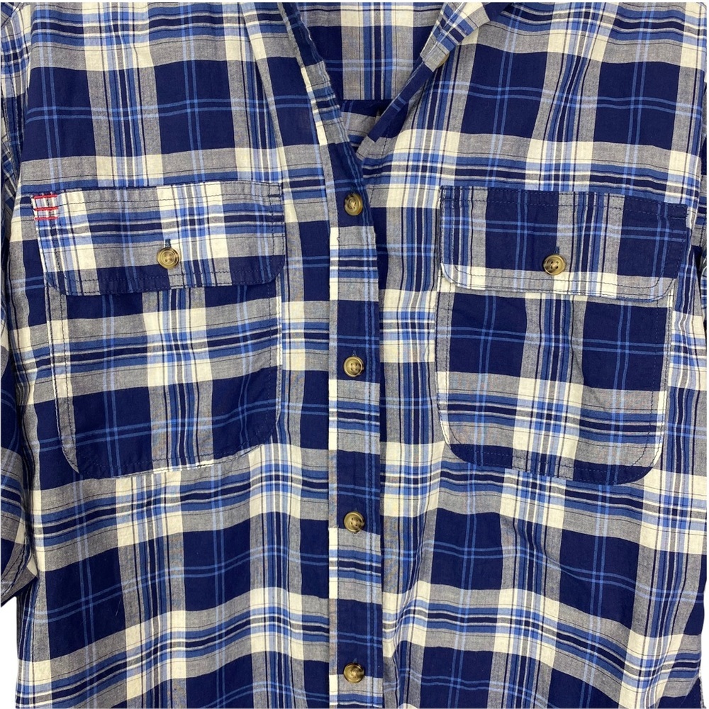 BDG Women’s Blue Plaid Long Sleeves Buttons Hi Low Cotton Shirt size S in EUC - Picture 4 of 11